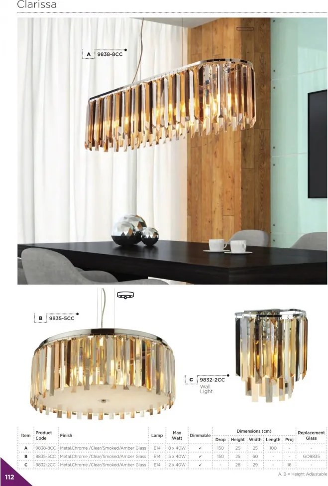 Függeszték Króm CLARISSA SEARCHLIGHT 9838-8CC