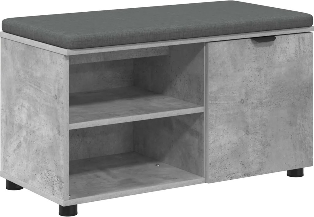 vidaXL Előtér pad Beton Szürke 80 x 38 x 46 cm Műanyag Fa és Szövet