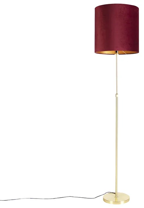 Állólámpa arany/bronz vörös bársony árnyékolóval 40/40 cm - Parte