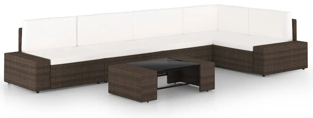 6 részes barna polyrattan kerti ülőgarnitúra párnákkal