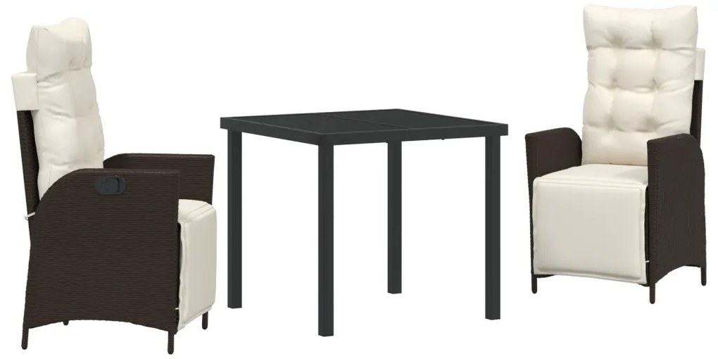 3 darabos kerti étkező szett barna poly rattan
