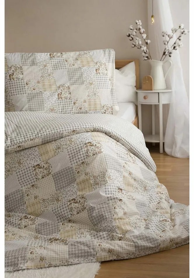 Patchwork Pamut ágyneműhuzat bézs, 140 x 200 cm, 70 x 90 cm