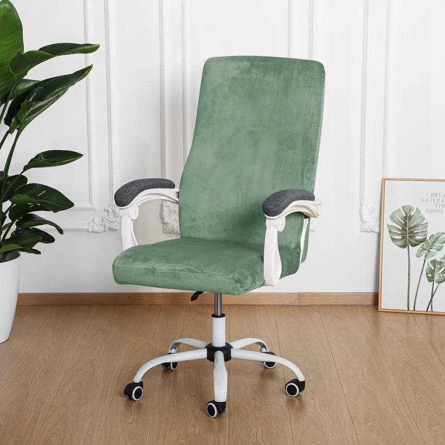 ForgószékHuzat (L-es, bársonyos, 1 részes, zöld)