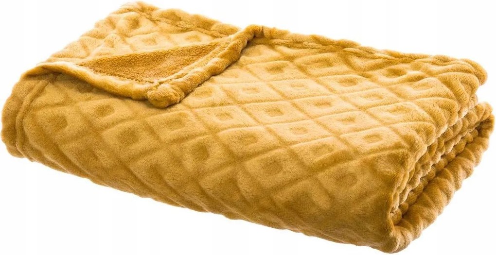 Takaró Puha Sárga Mintás Pléd Mustár Ágytakaró 125X150 CM Losan
