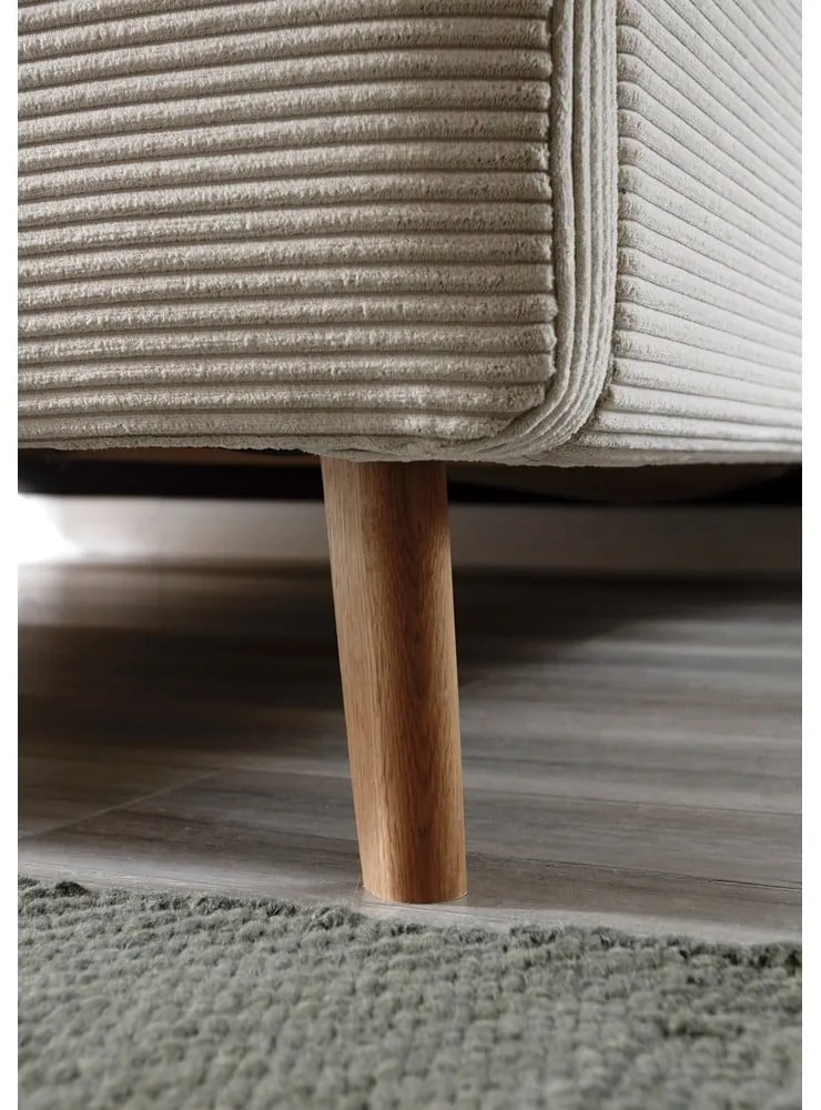 Bézs kárpitozott ágyneműtartós franciaágy ágyráccsal 180x200 cm Mattis Cord – Meise Möbel