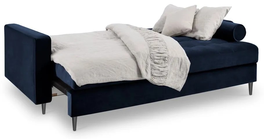 Santo kék kinyitható bársonykanapé - Milo Casa