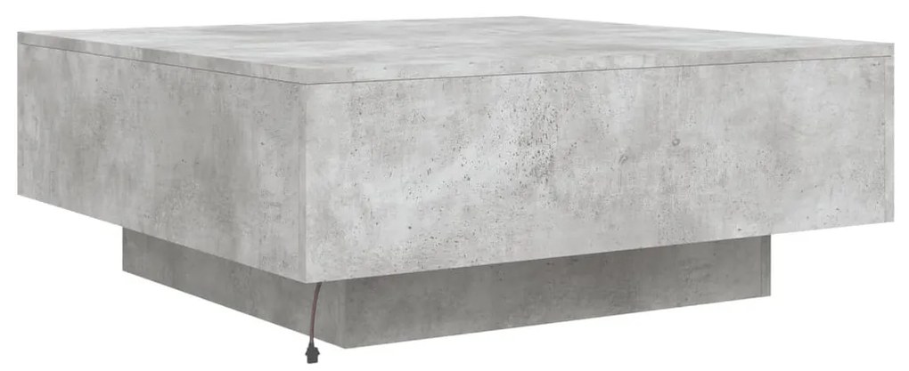 betonszürke dohányzóasztal LED-lámpákkal 80 x 8 0x 31 cm