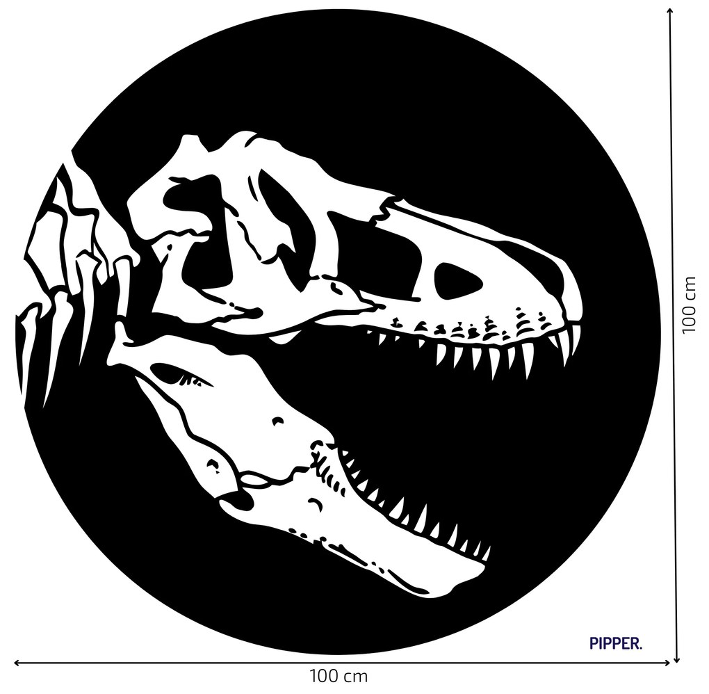 PIPPER. Kör alakú falmatrica "T-Rex csontváz" Méret: 100cm