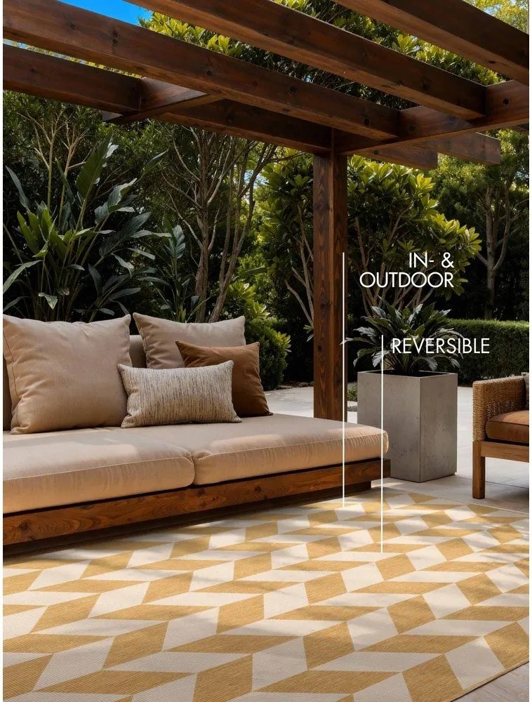 Okkersárga-krémszínű kültéri-beltéri szőnyeg 160x230 cm Haringey Terrick – Ted Baker