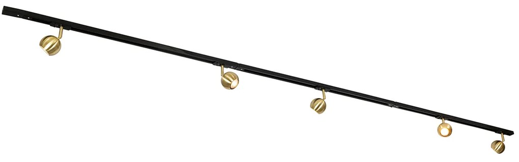 Modern 1 fázisú sínrendszer 5 lámpás fekete arannyal - Gissi