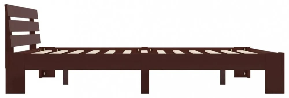 sötétbarna tömör fenyőfa ágykeret fejtámlával 140 x 200 cm