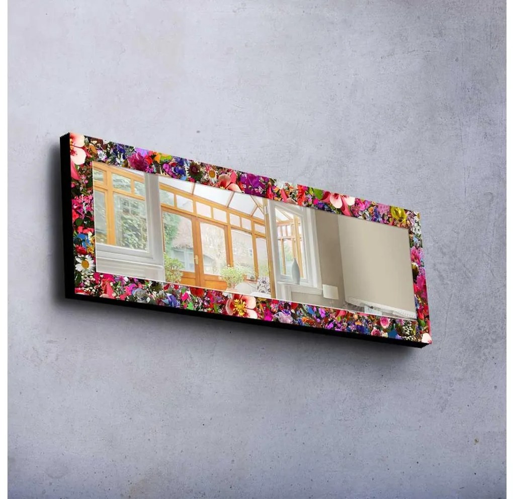 Fali tükör 120x40 cm fenyő/Virágok