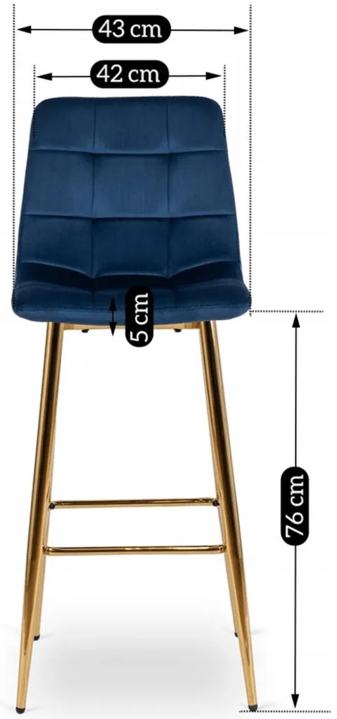 Kék Bársony Bárszék Aranyszínű Lábbal. ARIEL