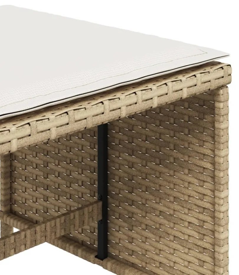 4 db bézs polyrattan kerti szék párnával 41 x 41 x 36 cm