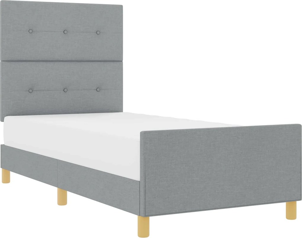 vidaXL Ágykeret fejtámlával Világosszürke 80 x 200 cm szövet
