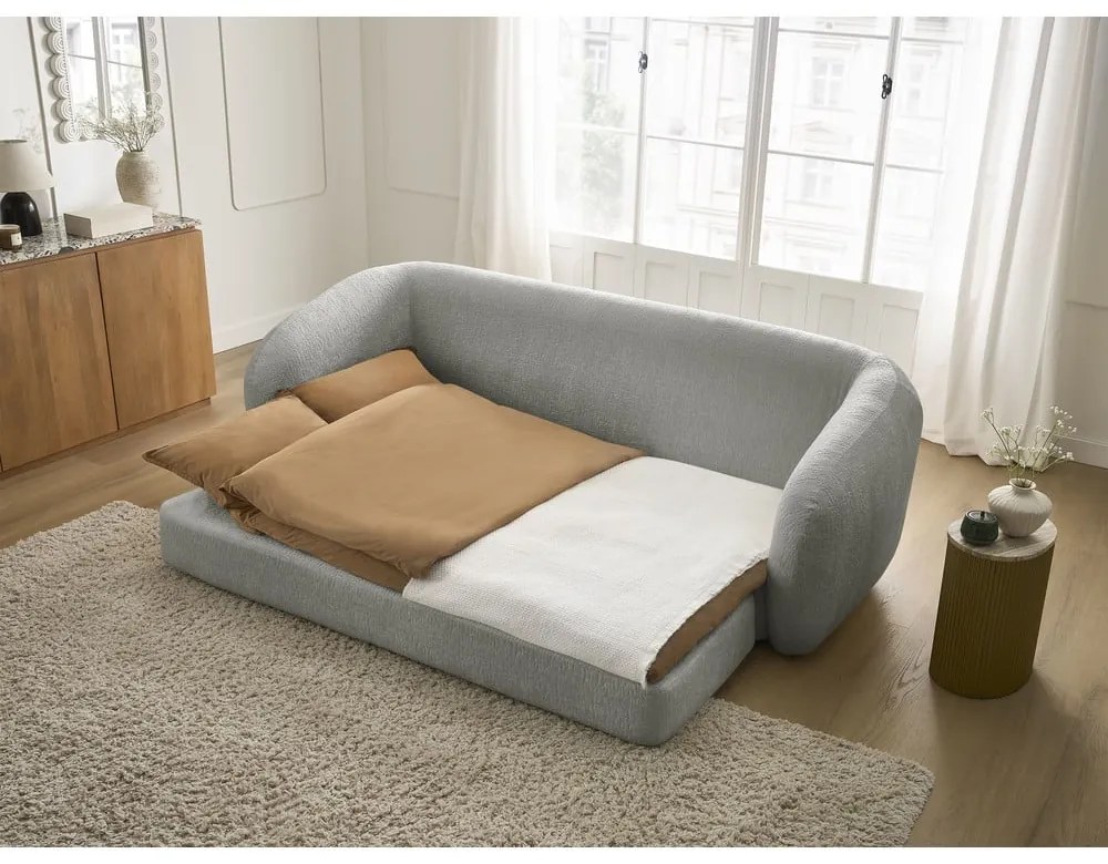 Világosszürke zsenília kinyitható kanapé 228 cm Neyo – Bobochic Paris