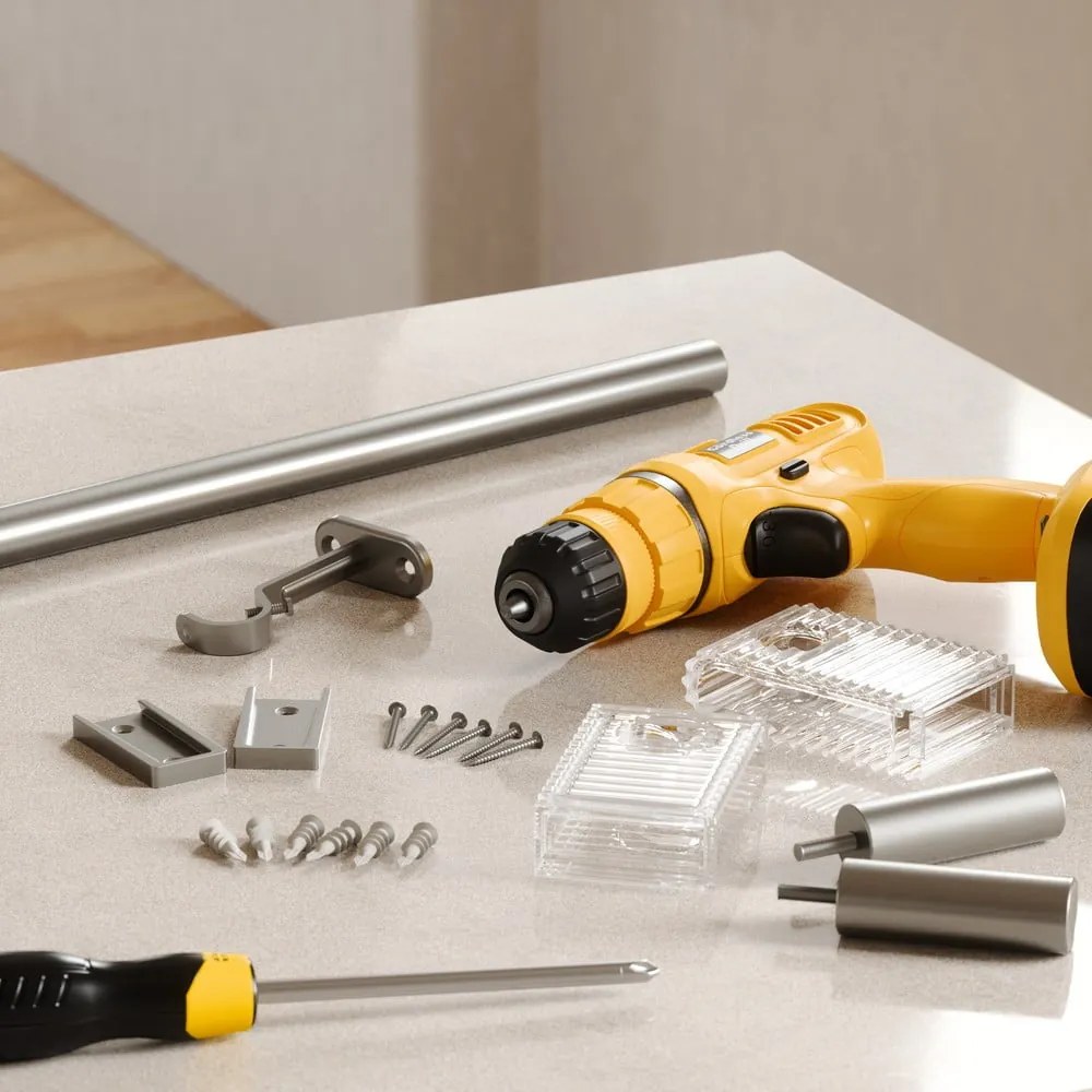 Matt ezüstszínű acél bővíthető függönykarnis 107 - 305 cm Flute – Umbra