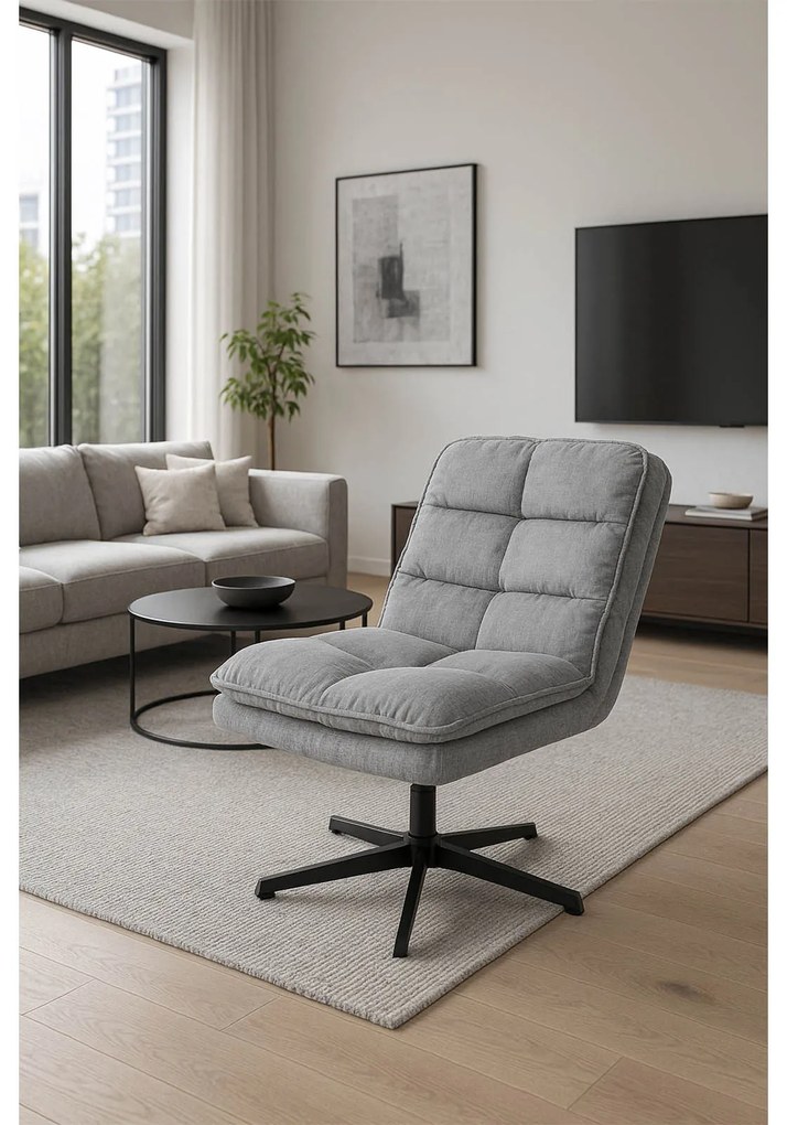 Relaxační forgó fotele KATANIA lábtartóval, világosszürke