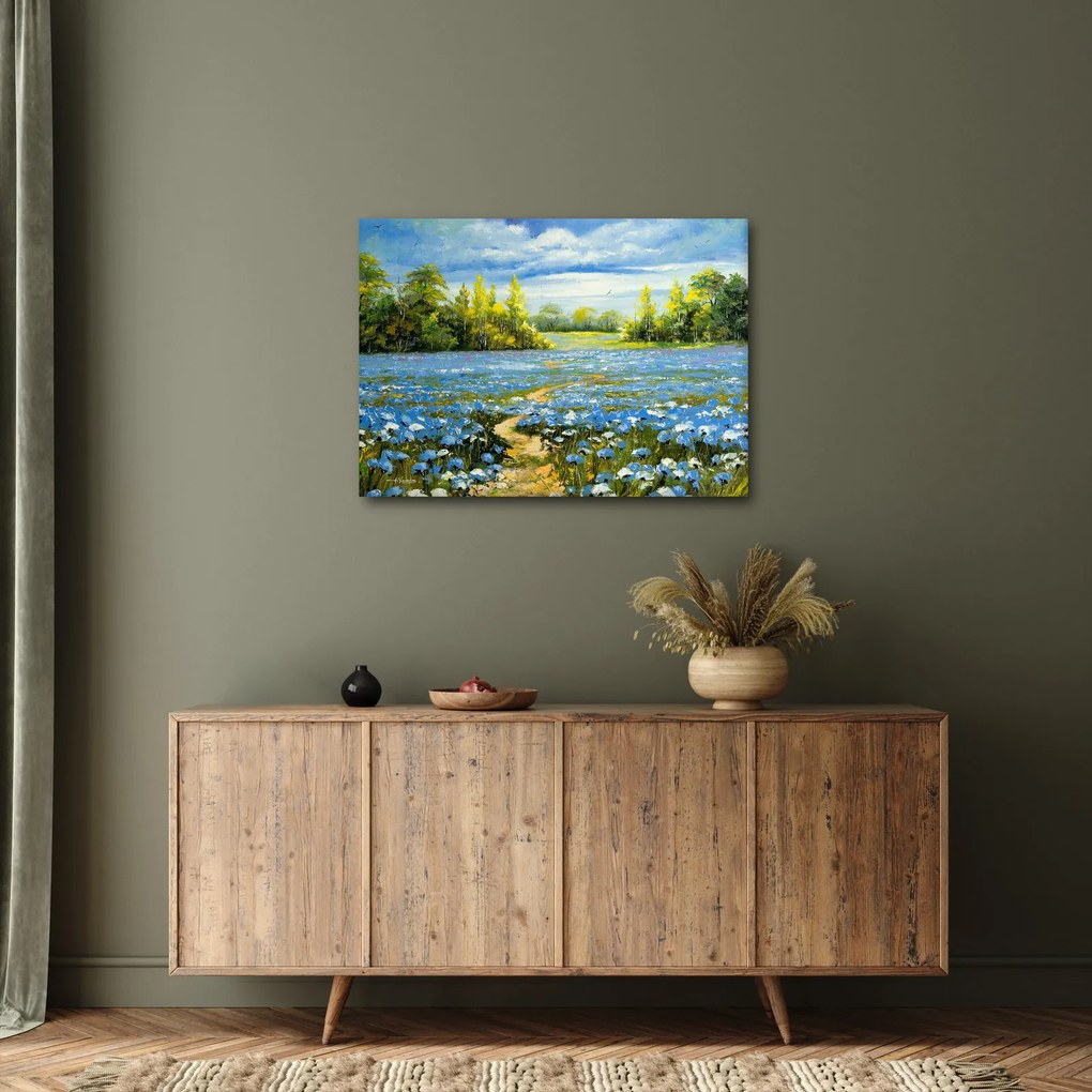 Kép - ösvény a mezőn, olajfestmény (70x50 cm)