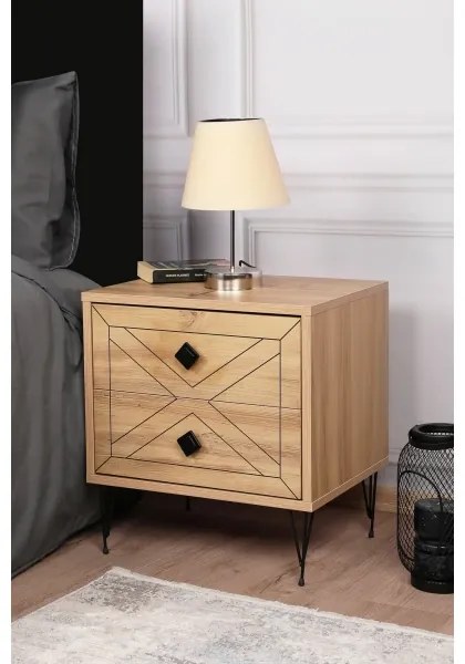 Éjjeli szekrényke LUNA 55x50 cm barna/fekete