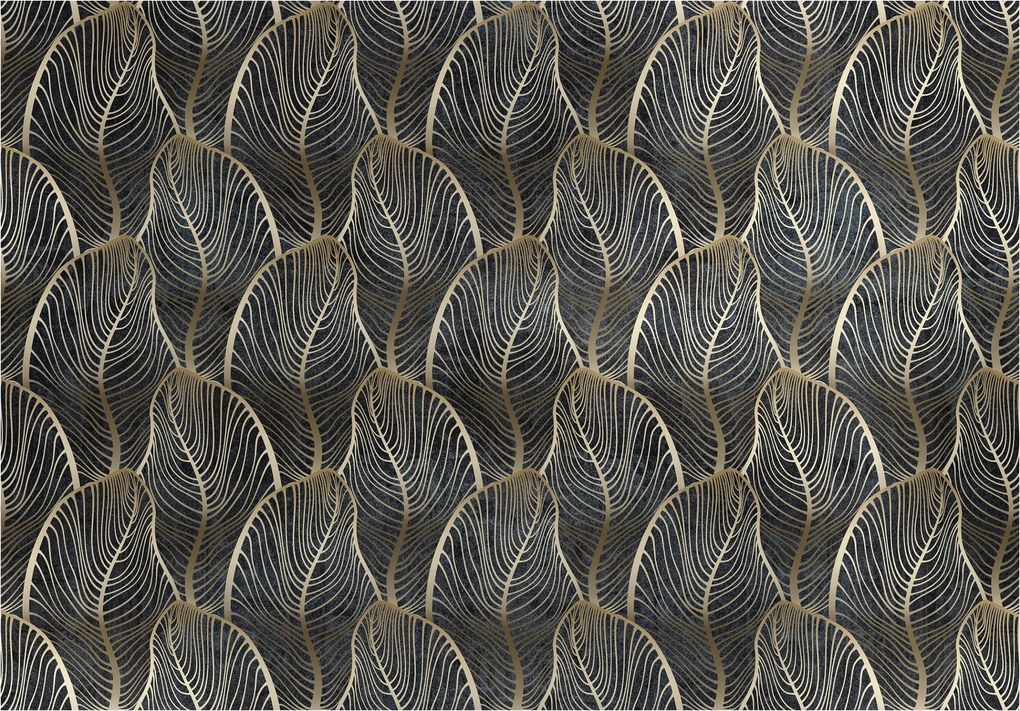 Tapéta Arany levelek fekete alapon dísz 400x280 Premium Design +ragasztó