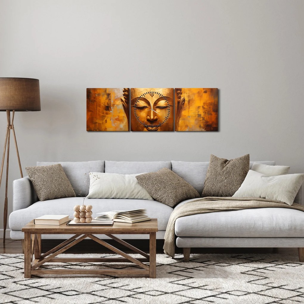 Kép - Buddha, olajfestmény (órával) (90x30 cm)