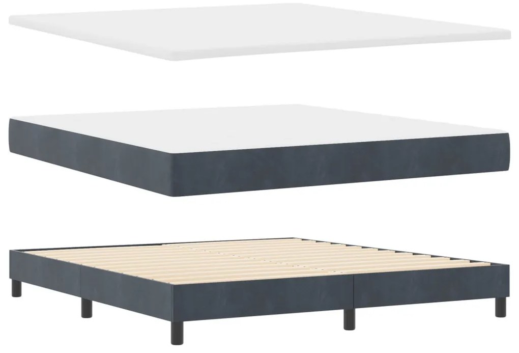 vidaXL Boxspring Ágy Matrac Sötétszürke 180x200 cm Bársony