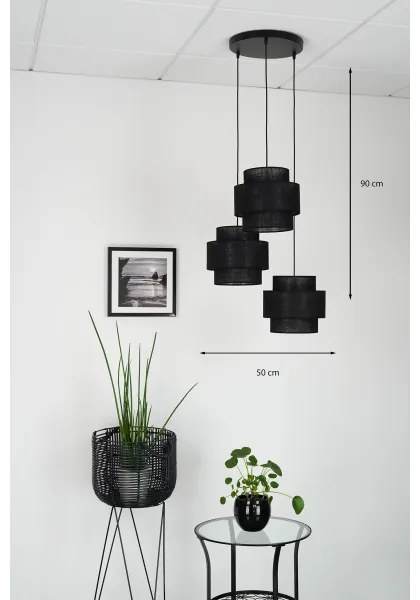 Brilagi - SPACE YUTE 3xE27/15W/230V fekete függeszték kábellel
