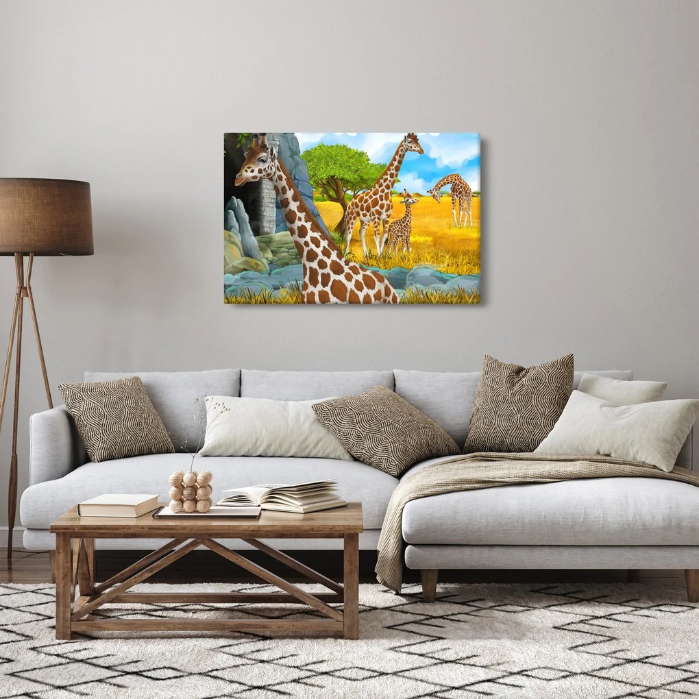 Kép - zsiráf család (90x60 cm)