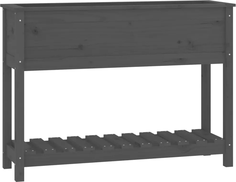vidaXL szürke tömör fenyőfa növénytartó polccal 111,5x34,5x81 cm
