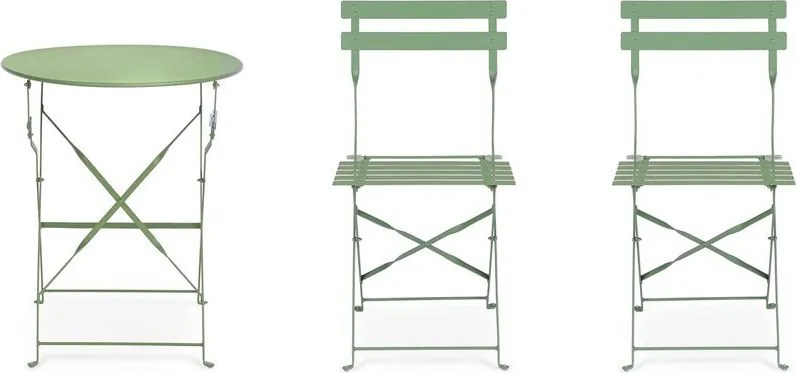 Zsályaszínű acél kétszemélyes kerti étkezőgarnitúra Austin – Bizzotto