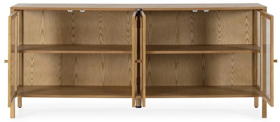 Natúr színű tálalószekrény tölgyfa dekorral 180x80x40 cm Ceci – MOME