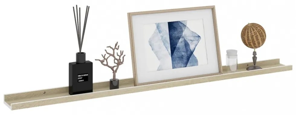 4 db fehér és sonoma tölgy színű fali polc 115 x 9 x 3 cm