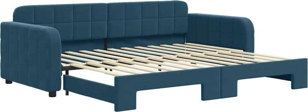 vidaXL kék kihúzható bársony heverő 90 x 200 cm