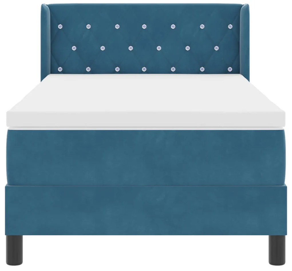 Boxspring Ágy Matrac nélkül Sötétkék 90x190 cm Bársony