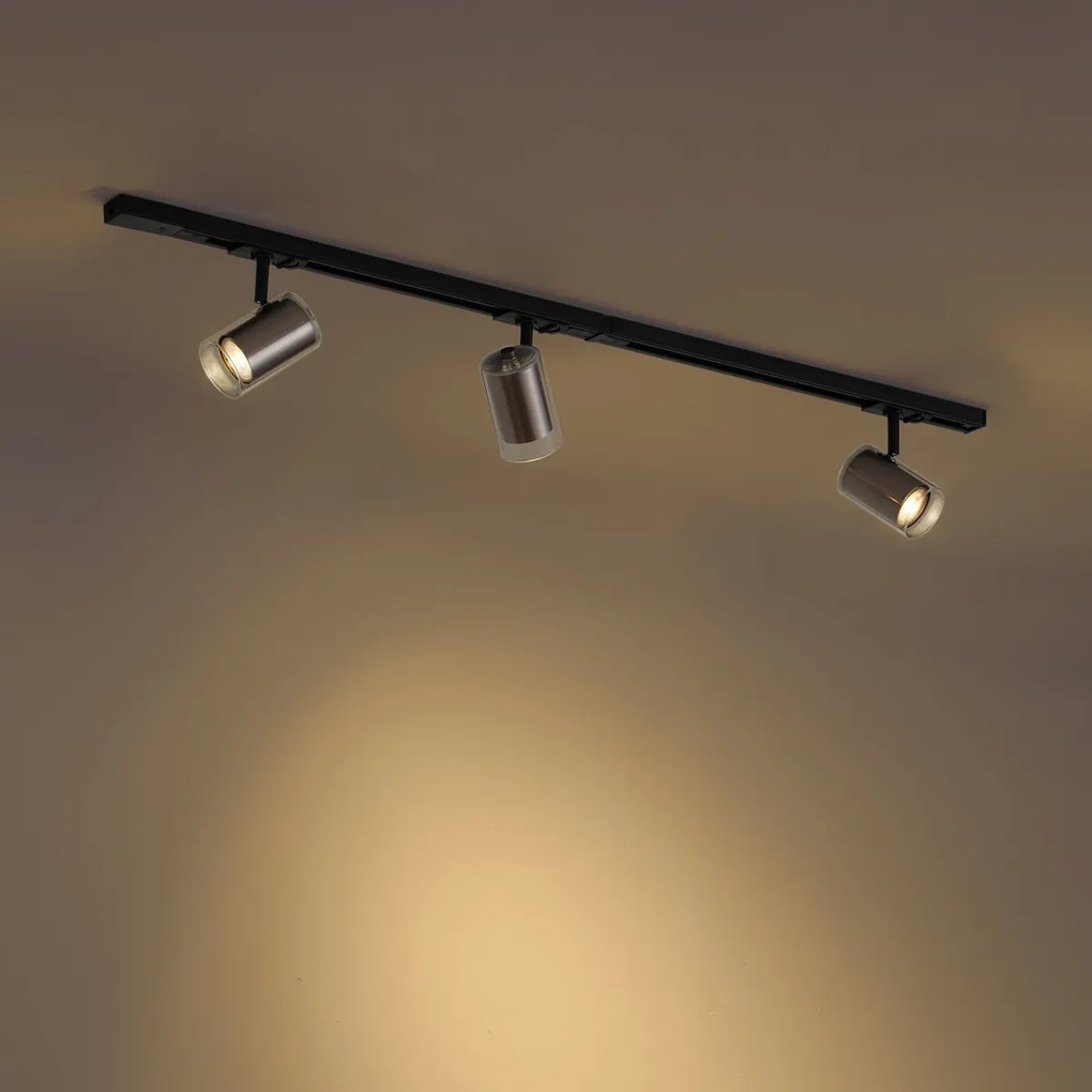 Modern fekete sínrendszer 3 gunmetal spotlámpával, 1 fázisú - Iconic Lloyd