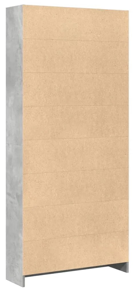betonszürke szerelt fa könyvespolc 80 x 24 x 176 cm