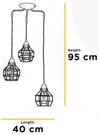 ONLI - Csillár zsinóron PÓK 3xE27/15W/230V fekete/barna