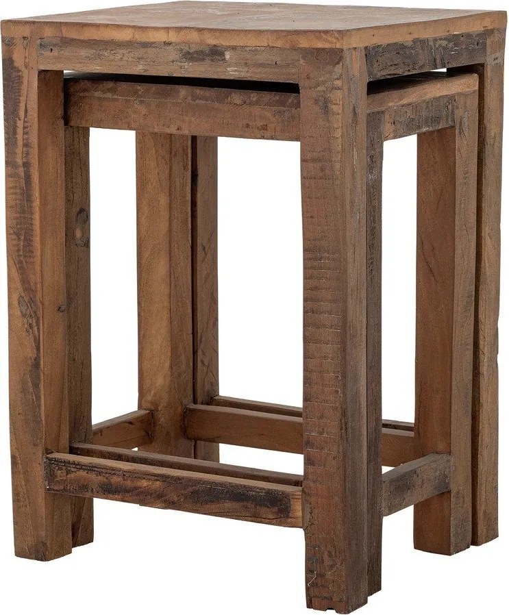 Újrahasznosított fa tárolóasztal szett 2 db-os 40x36 cm Galen – Bloomingville