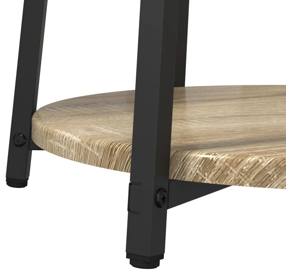 Kisasztal készlet polcokkal 2 pcs Sonoma Tölgy és Fekete