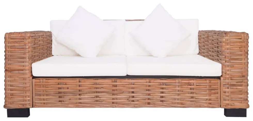 2 részes természetes rattan kanapészett párnákkal
