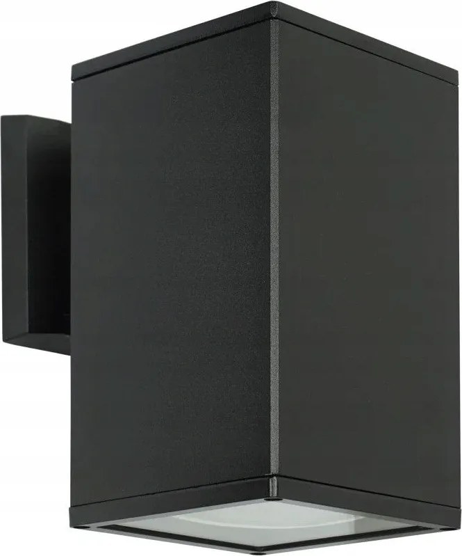 Kültéri kerti fali lámpa fekete cső téglalap alakú 20cm IP54 Su-ma