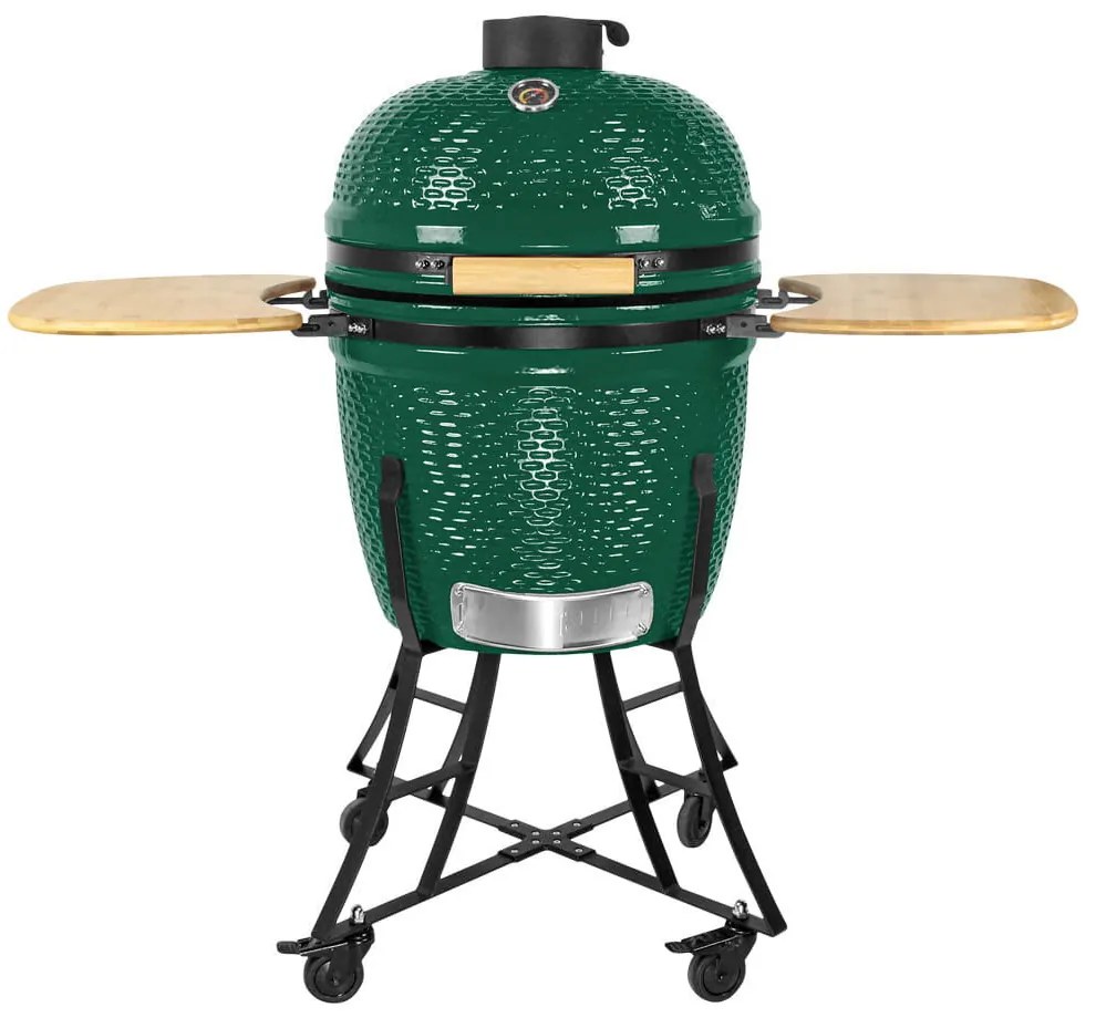 Kerámia faszéngrill oldalpolcokkal, 46 cm ráccsal