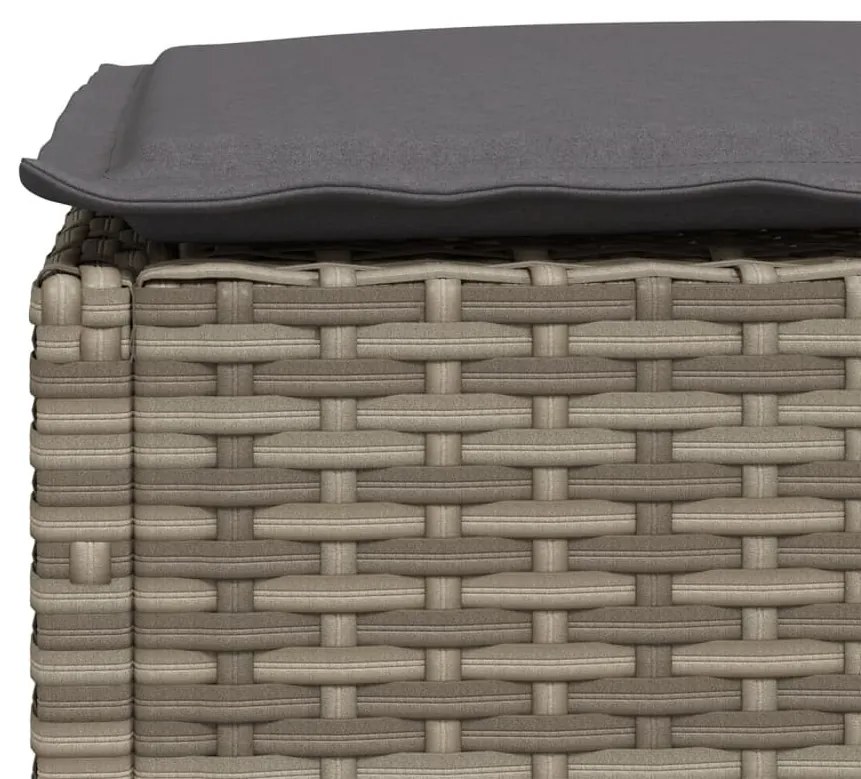 szürke polyrattan kerti ülőke párnával 63,5 x 56 x 32 cm