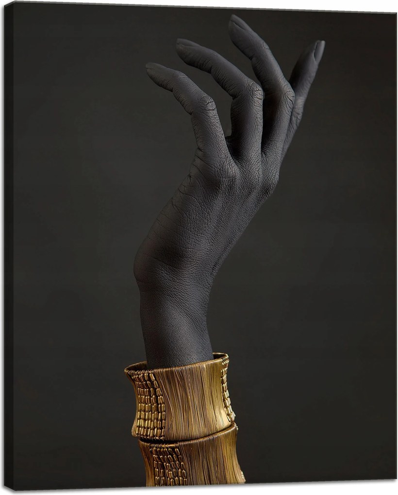 Vászonkép Fekete Kéz Arany Karkötők 40x50 cm Ajándéknak is tökéletes