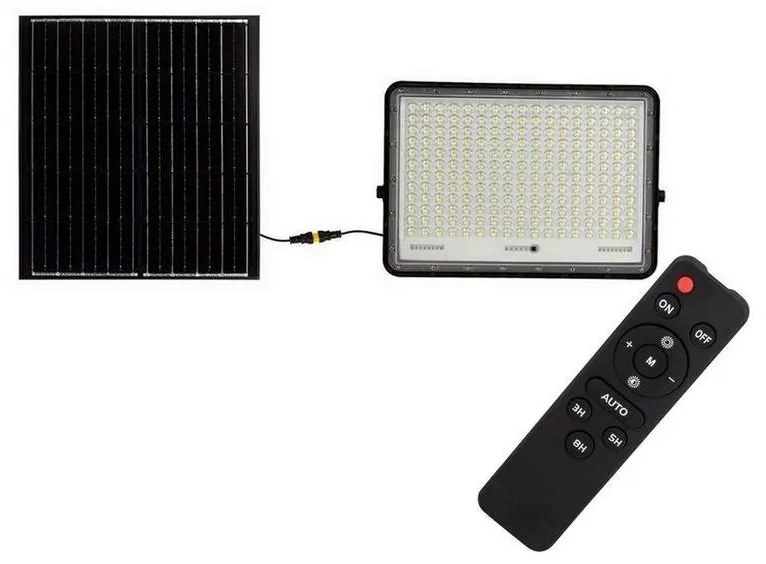 LED Kültéri napelemes reflektor LED/30W/3,2V 4000K fekete + + távirányító