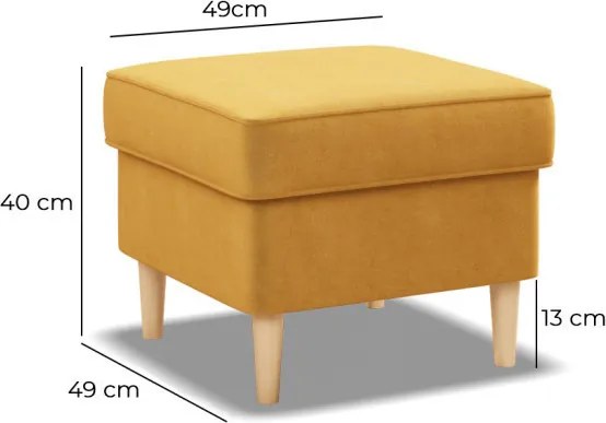 Uszak lábtartó, bársony, sárga