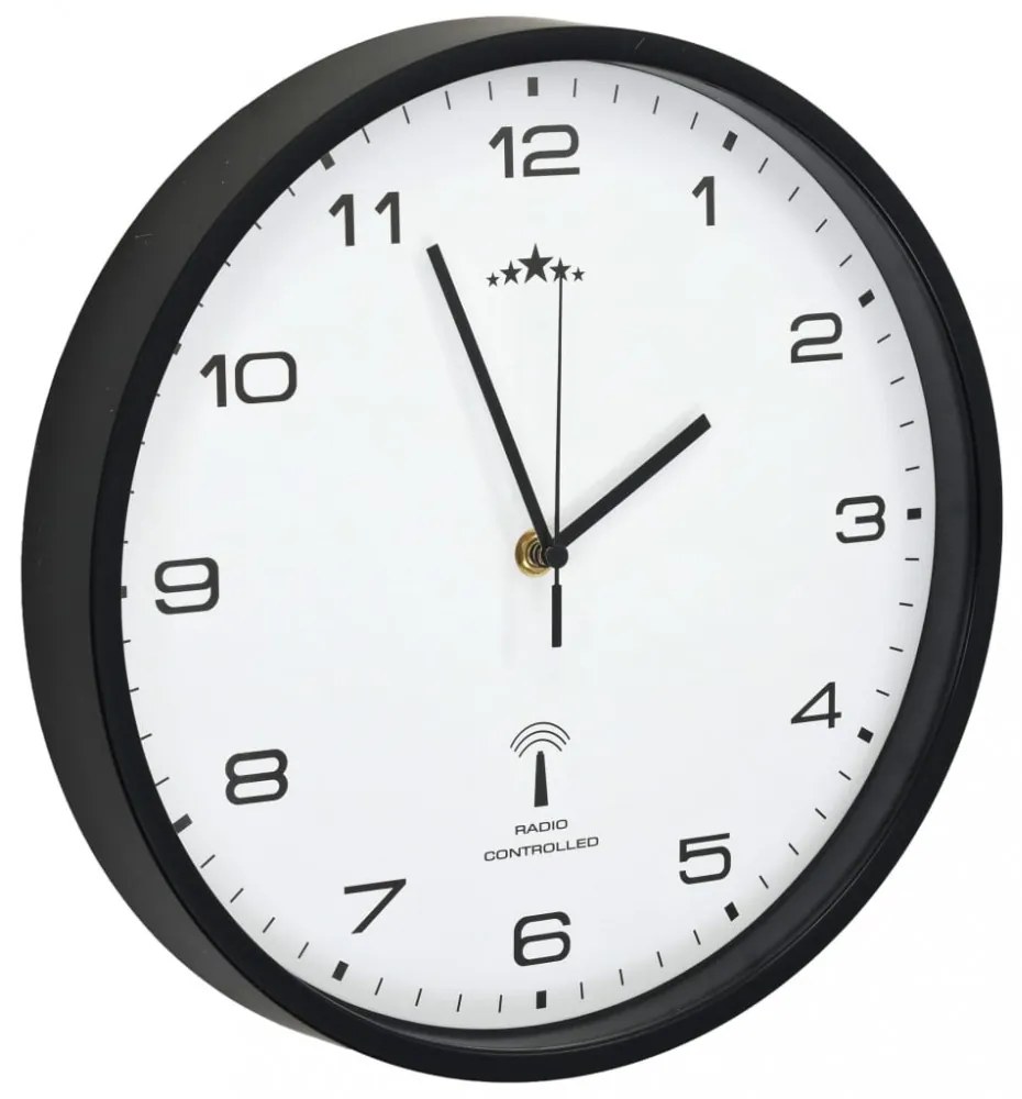 fehér és fekete rádióvezérelt falióra kvarcszerkezettel 31 cm