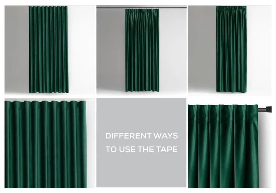 Sötétzöld bársony dimout (részleges sötétítő) függöny 140x245 cm Pleat – Restilo