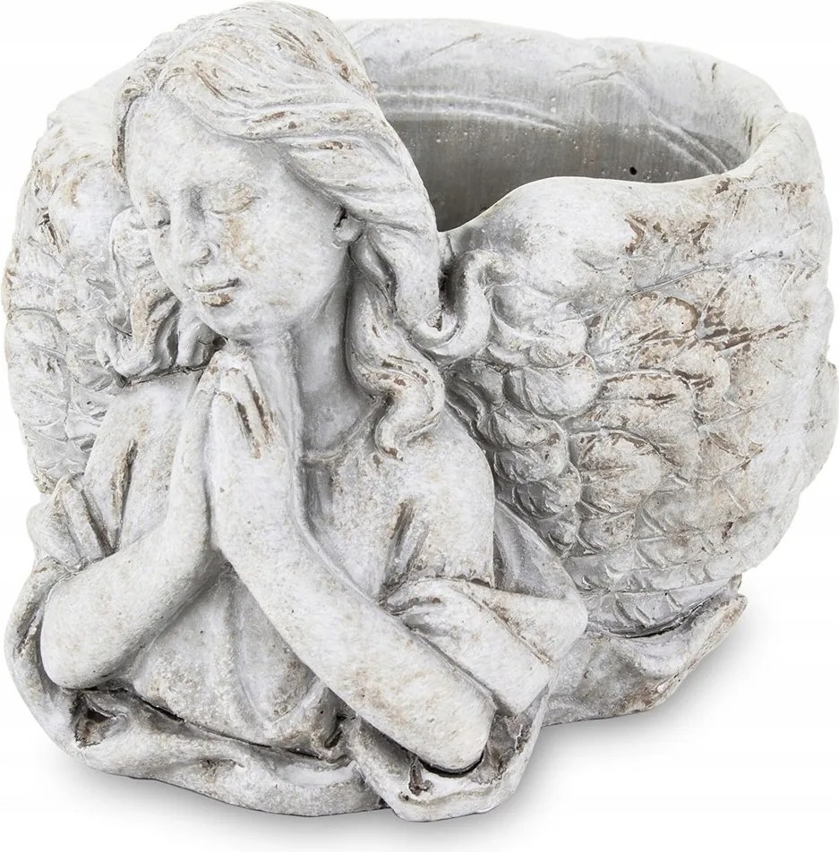 Virágtartó Szürke 15x17x20cm Angyal Fedél Angyalkával